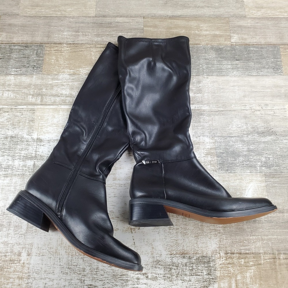 Franco Sarto Geralyn Womens Knee-High Boots Sz 12 Black Leather Classic Side Zip